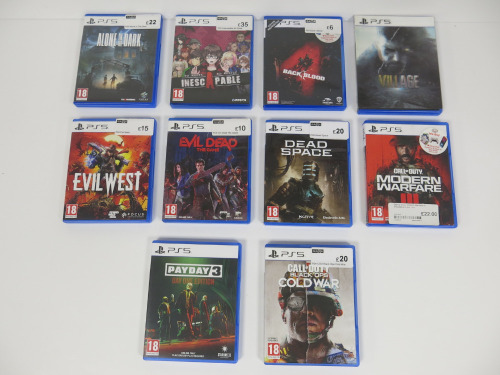 10 x Assorted Shooter/Horror PS5 Games to Include: 18+ Years. (As Pictured).