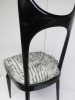 Pozzi & Verga Side Chair Circa 1940 in Black Ebonised Wood with Faux Fur Upholstered Seat. - 6