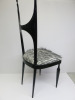 Pozzi & Verga Side Chair Circa 1940 in Black Ebonised Wood with Faux Fur Upholstered Seat. - 3