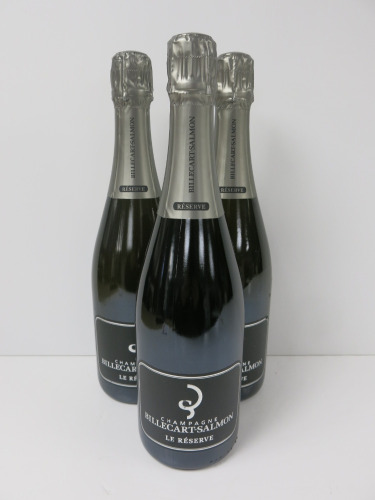 3 x Bottles of Billecart-Salmon Le Reserve Extra Brut Champagne, 750ml.