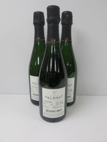 3 x Bottles of Telmont Reserve Brut Extra Brut Champagne, 750ml.