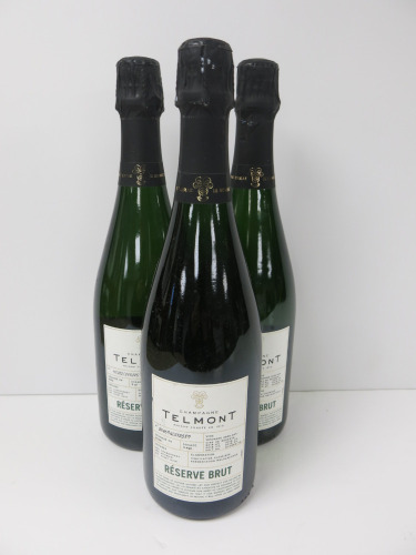 3 x Bottles of Temont Reserve Brut Extra Brut Champagne, 750ml.