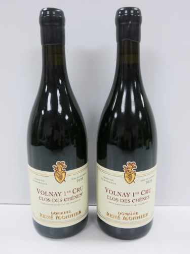 2 x Bottles of Domaine Rene Monnier Clos Des Chenes Volnay 1er Cru Red Wine, 2020, 750ml.