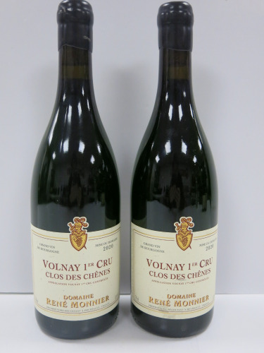 2 x Bottles of Domaine Rene Monnier Clos Des Chenes Volnay 1er Cru Red Wine, 2020, 750ml.