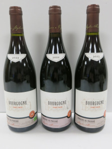 3 x Bottles of Domaine Du Prieure Bourgogne Pinot Noir, 2022 & 2023, 750ml.