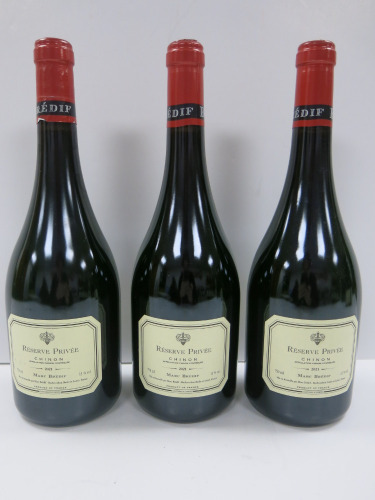 3 x Bottles of Marc Bredif Chinon Reserve Privee Red Wine, 2021, 750ml.
