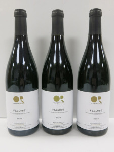 3 x Bottles of Olivier Ravier Fleurie Red Wine, 2022 & 2023, 750ml.