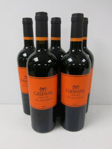 5 x Bottles of Grifone Primitivo Puglia Red Wine, 2021, 750ml.