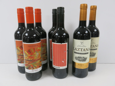 7 x Assorted Bottles of Red Wine to Include: 3 x Valcheta Malbec, 2 x Sotherton Shiraz & 2 x Laztana Gran Reseva 2018, 750ml.