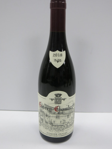 Bottle of Claude Dugat Georey Chambertin 1er Cru Red Wine, 2018, 750ml.