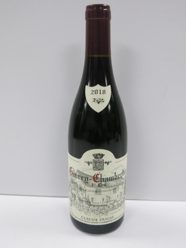 Bottle of Claude Dugat Georey Chambertin 1er Cru Red Wine, 2018, 750ml.
