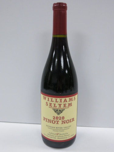 Bottle of Williams Selyem Russian River Valley Pinot Noir Red Wine, 2020, 750ml.