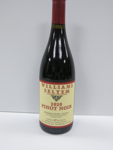 Bottle of Williams Selyem Russian River Valley Pinot Noir Red Wine, 2020, 750ml.