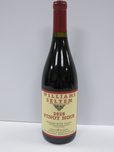 Bottle of Williams Selyem Russian River Valley Pinot Noir Red Wine, 2020, 750ml.