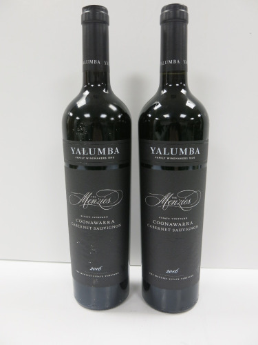 2 x Bottles of Yalumba The Menzies Coonawarra Cabernet Sauvignon Red Wine, 2016, 750ml.