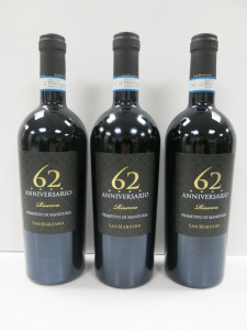 3 x Bottles of San Marzano Anniversario 62 Riserva Red Wine, 2019, 750ml.
