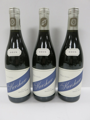 3 x Bottes of Kershaw Elgin Pinot Noir Red Wine, 2018, 750ml.