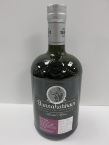 Bottle of Bunnahabhain Limited Release Islay Single Malt Scotch Whisky, Aonadh, Distilled 2011, Bottled 2021, Warehouse No:9, 700ml.