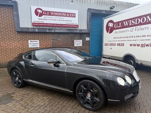 GX56 LKG: (2006) Bentley Continental GT Auto 2 Door Coupe in Metallic Black. 6.0L W12, 550hp Turbo, Automatic, Petrol, 5998cc. Recent Service in September 2025, MOT Expires Sept 2026. Mileage 30,026 verified by MOT history from 2009. Last Keeper from 2012