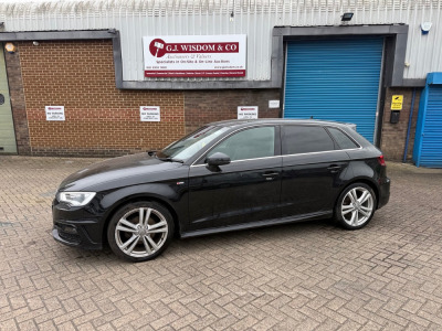 EU16 NTY: Audi A3 S Line TFSI Hatchback in Black. Petrol, 6 Speed Manual, Mileage 49,593. MOT Expired February 2024. 1 Previous Owner, Service History. Comes with 1 x Key and V5. NOTE: requires replacment battery.