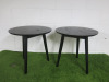 Set of 2 Circular Black Wooden Side Tables. Diameter 50cm.