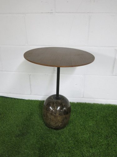 LATO LN8 Heavy Marble Based Circular Side Table in Brown. H50cm & Diameter 40cm.