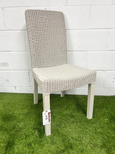 Neptune Montague Lloyd Loom Chair in Light Eggshell Painted Grey.