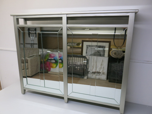 NEXT Compact Silver Mirrored Radiator Cover. H91cm x W118cm x D20cm.