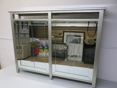 NEXT Compact Silver Mirrored Radiator Cover. H91cm x W118cm x D20cm.