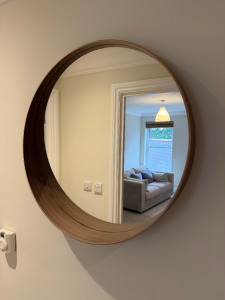 IKEA Stockholm Round Mirror with Wooden Frame. Size Diameter 60cm.
