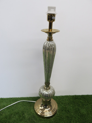 Cracked Silver Effect & Gold Coloured Fluted Column Lamp. Size H70cm.