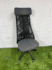 High Back Swivel Office Chair in Grey Fabric Seat with Mesh Back.