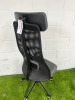 High Back Swivel Office Chair in Grey Fabric Seat with Mesh Back. - 4