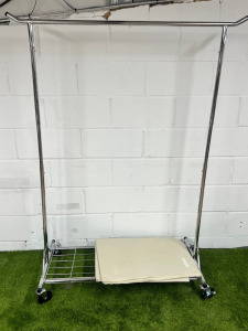 Mobile Clothes Rail with Shelf & Cover. Size H170cm x W130cm.