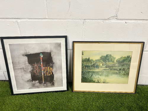 2 x Framed & Glazed Pictures. Size 1 x H45 x W46cm & H52cm x W42cm. (As Viewed).