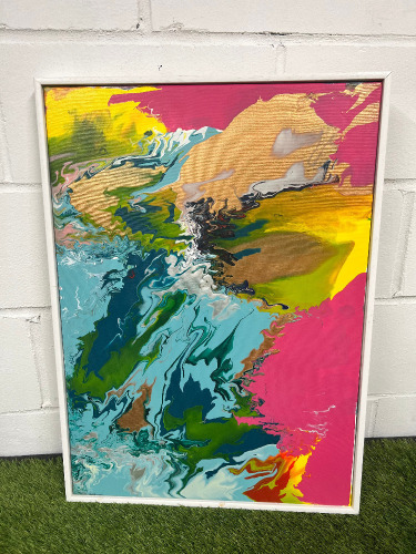 Mulitcoloured Abstract Canvas. Size H73cm x W53cm. (As Viewed).