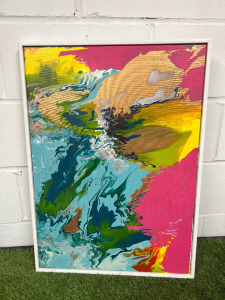 Mulitcoloured Abstract Canvas. Size H73cm x W53cm. (As Viewed).