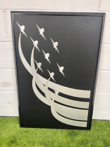 "Air Display" Handmade Bam-Art Alpi Framed Multi Media. Size 103 x 69cm.