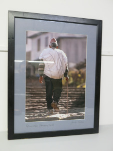 Framed & Glazed Photograph by Jamie Williams of Elder Walking in Nepal. Size H64 x W50cm.