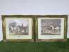 Pair of Gold Gilt Framed & Mounted Proof Prints Originally Painted by R.Davies & Drawn on Stone by J.W.Giles. Depicting 19th Century Fox Hunts. Size H50 x 60cm.