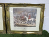 Pair of Gold Gilt Framed & Mounted Proof Prints Originally Painted by R.Davies & Drawn on Stone by J.W.Giles. Depicting 19th Century Fox Hunts. Size H50 x 60cm. - 3