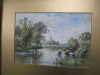Framed Original Watercolour on Board by Henry.J.Kinnaird (1880-1920) Signed by Artist, Depicting River Scene & Salisbury Cathedral. Size 49 x 61cm. - 2