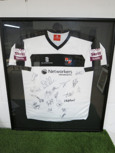 Bromley FC Football Shirt in Framed & Glazed Presentation Frame, for the 2013/14 Season, Signed by the Team. Size 85 x 98cm.
