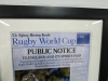 Signed Newspaper Cut Out of England Rugby Celebrates Webb Ellis Cup, Signature Unknown. Framed & Glazed. Size 50 x 45cm. - 5