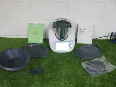 Vorwerk Thermomix Counter Top Food Processor , Model TM6, S/N 22044280064407755. Comes with Jug, User Manual, Cook Book & Accessories.