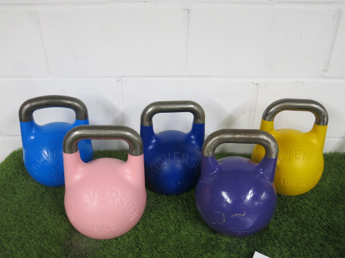 5 x Assorted Kettlebells to Include: 4 x Wolverson & 1 Other 20, 16, 2 x 12 & 8kg.