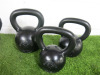 6 x Assorted Kettlebells to Include: 4 x Wolverson Black (24, 16, 12, 8kg ) & 1 x Domyos 12kg & 1 x Adidas 16kg. - 2