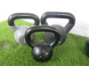 6 x Assorted Kettlebells to Include: 4 x Wolverson Black (24, 16, 12, 8kg ) & 1 x Domyos 12kg & 1 x Adidas 16kg. - 3