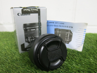 Canon EF-S 10-18mm f/4.5-5.6 IS STIM Camera Lens, with Original Box and Manual.