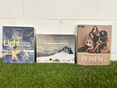 3 x Photography Books to Include: 1 x Guide to Posing, 1 x Snowdonia Mountains & 1 x Photographic Lighting. (As Viewed).